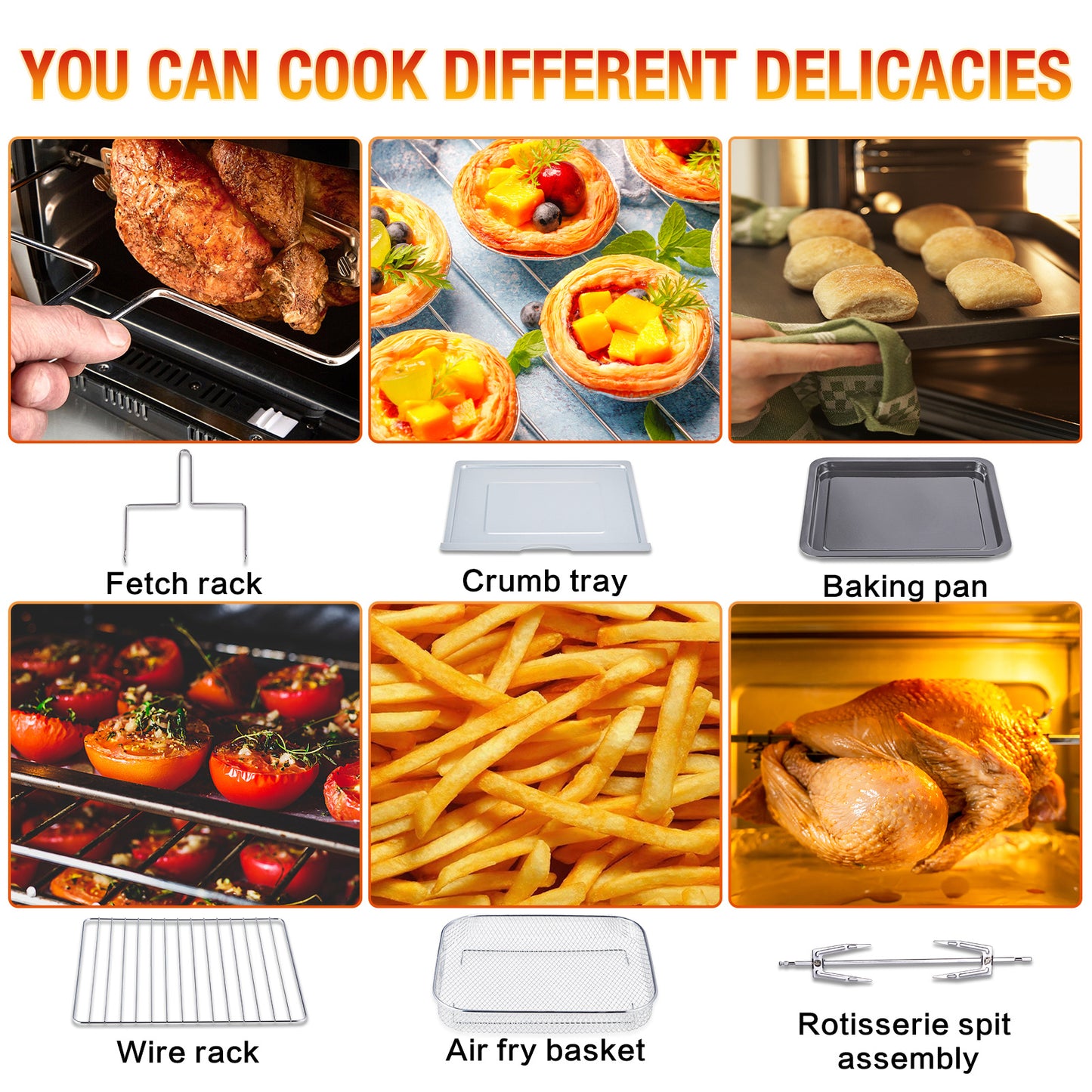 Air Fryer Toaster Oven, 24Quart LCD Countertop Convection