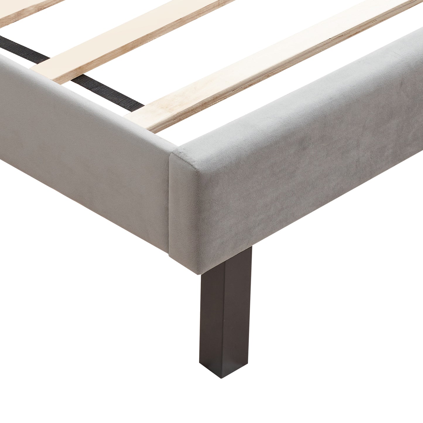 Upholstered Bed Button Tufted with Curve Design - Strong Wood Slat Support