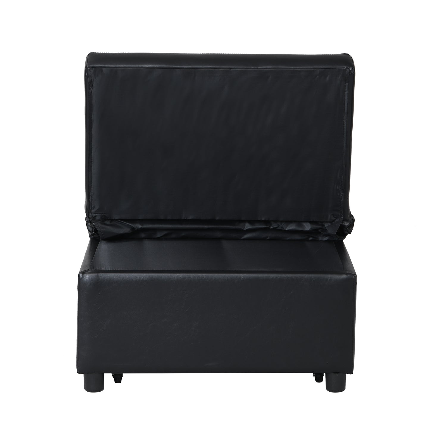 Contemporary Faux Leather Folding Ottoman Sofa Bed black