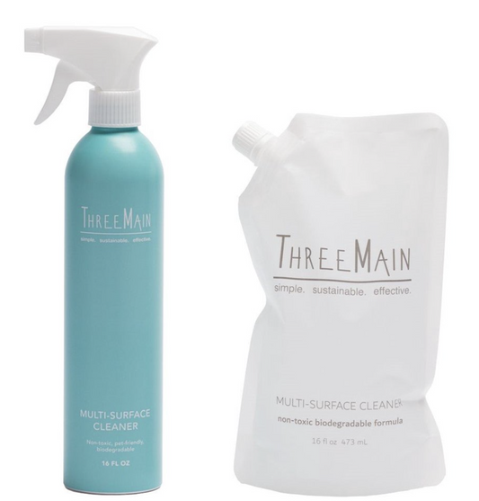 ThreeMain Multi-Surface Spray with Hydrogen Peroxide Disinfecting Power, Lemon Scent, 16 oz