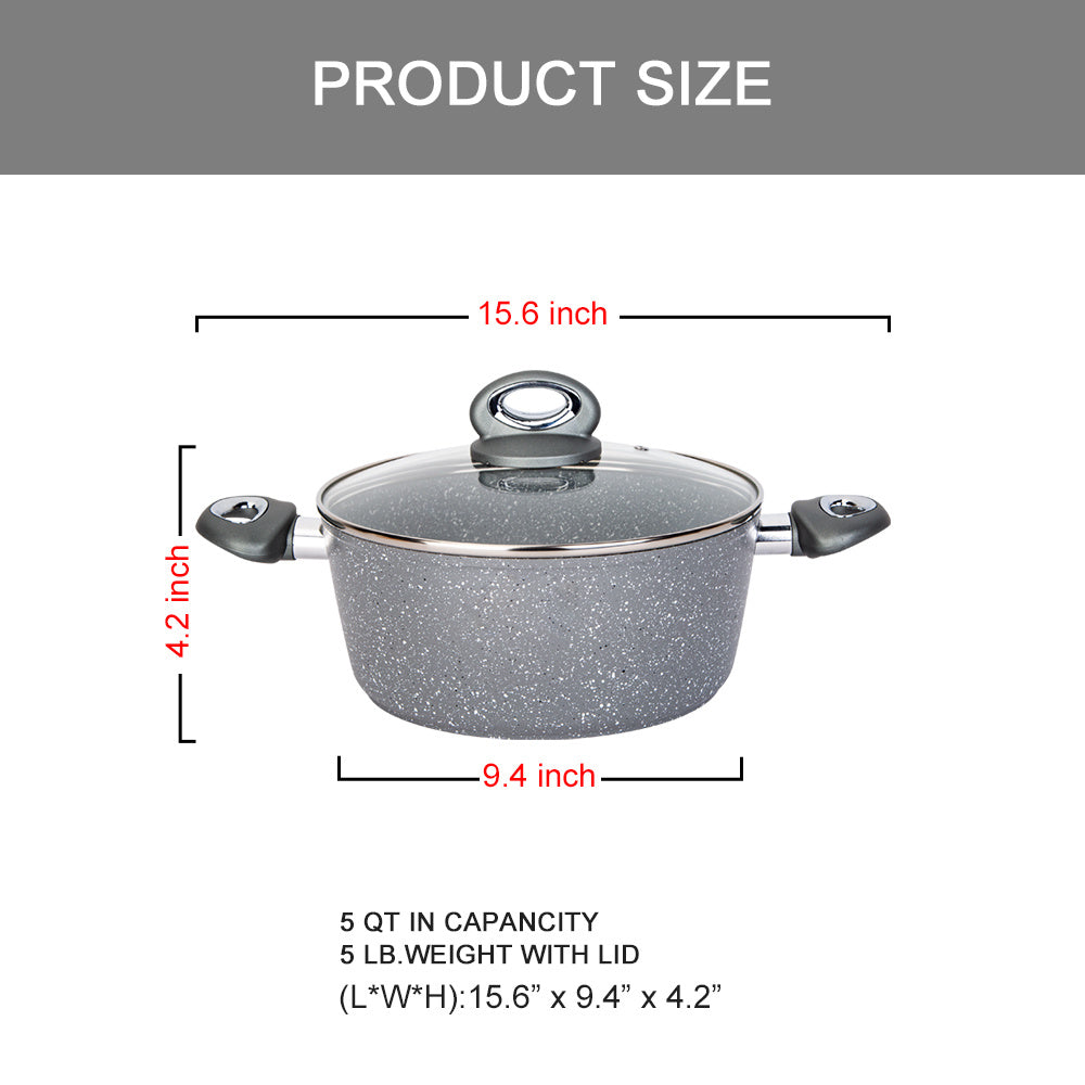 5 QT Nonstick Stock Pot with Glass Lid