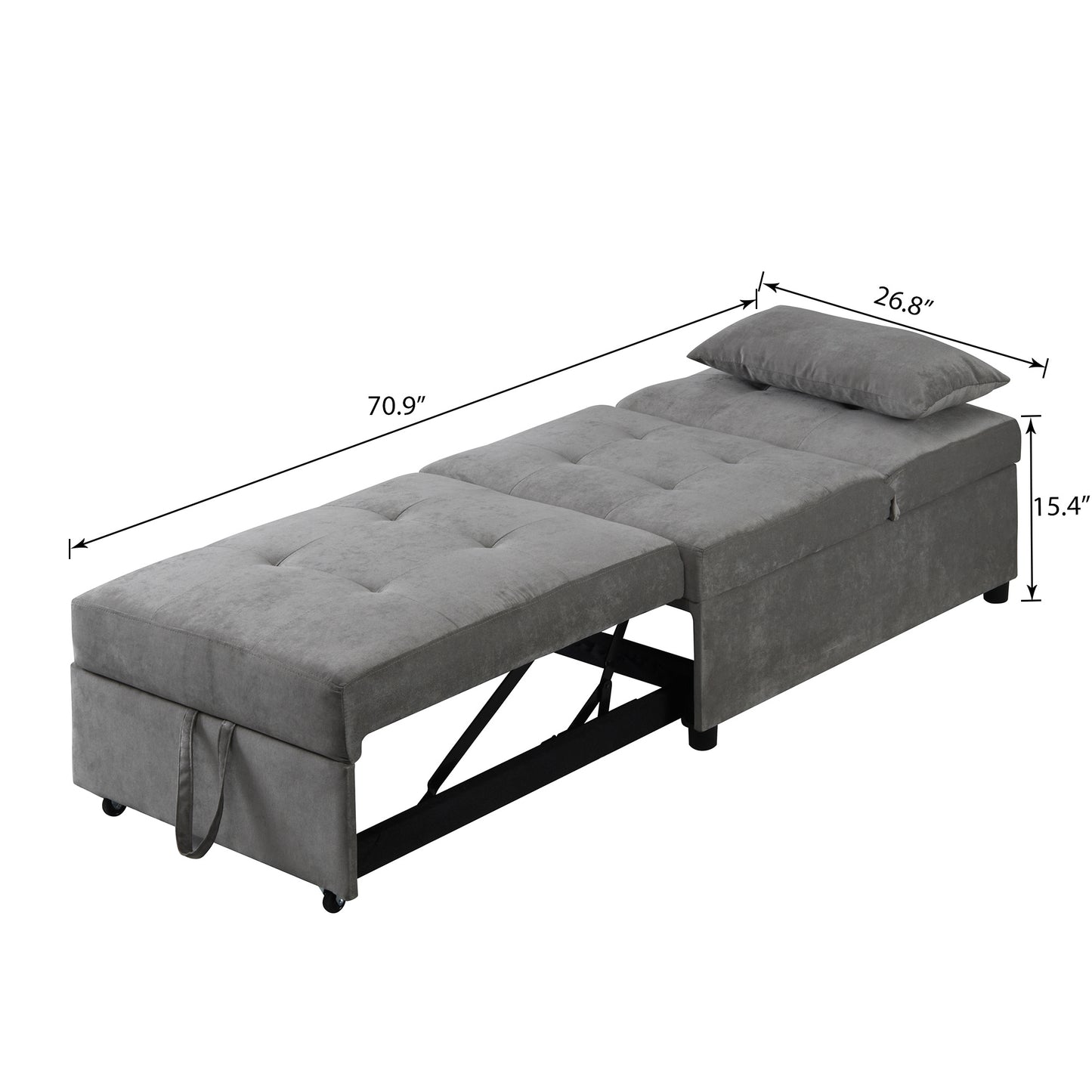 Folding Ottoman Sofa Bed Gray