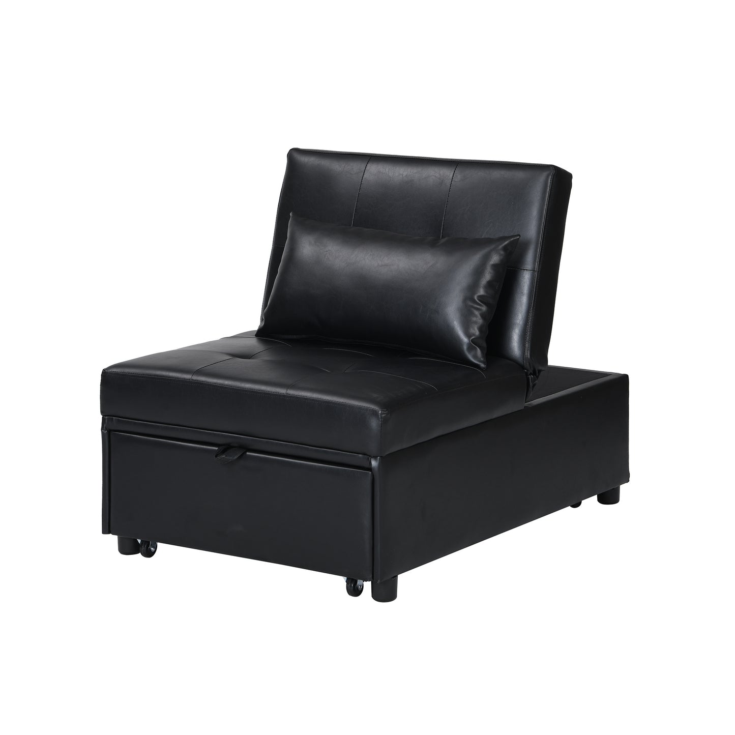 Contemporary Faux Leather Folding Ottoman Sofa Bed black
