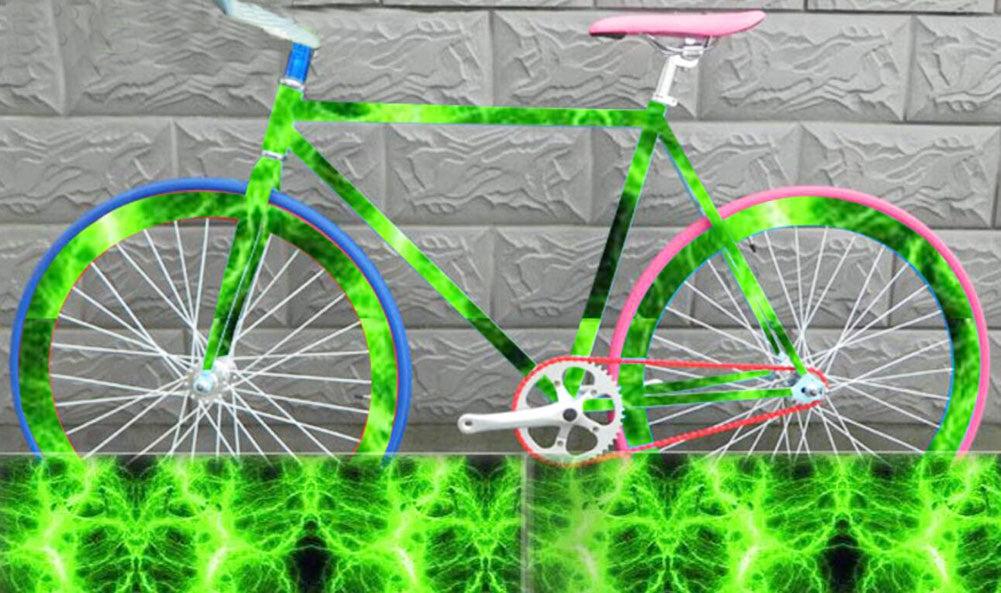 Bike Decorations Fixed Gear Bicycle Sticker For Bicycle Frame -Green Lightning