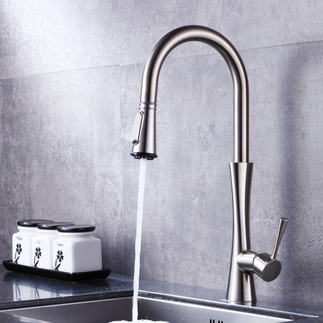 ODBO 7605 Kitchen Faucet Pull Down Single Level Stainless Steel