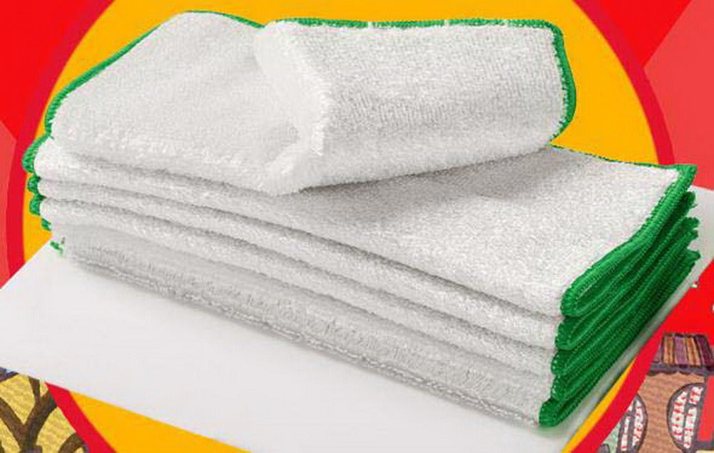 6 Pcs Dishcloths Absorbent Bamboo Fiber Cloth Kitchen Cleaning Cloth, Green Lace