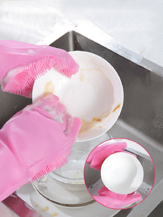 Dishwashing Gloves with Silicone Scrubber