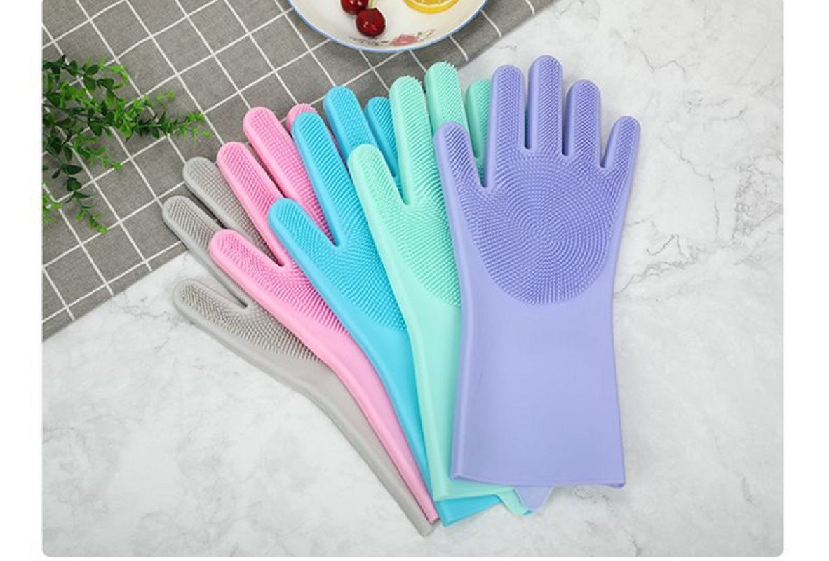 Dishwashing Gloves with Silicone Scrubber