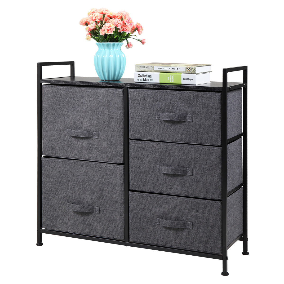Non-Woven Drawer Rack With 5 Easy Pull Drawers Storage