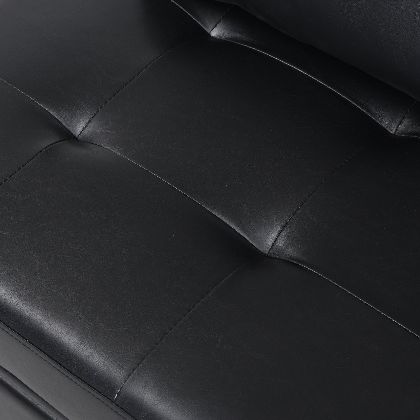 Contemporary Faux Leather Folding Ottoman Sofa Bed black