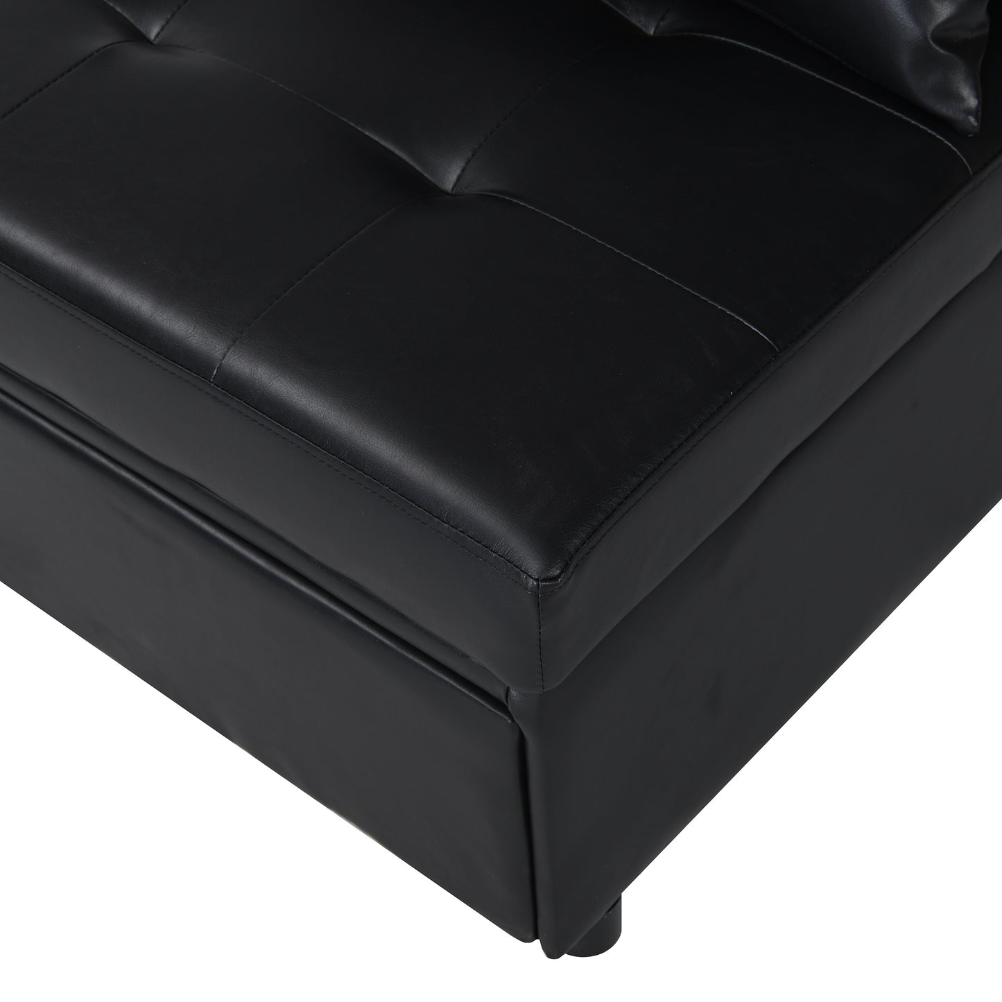 Contemporary Faux Leather Folding Ottoman Sofa Bed black