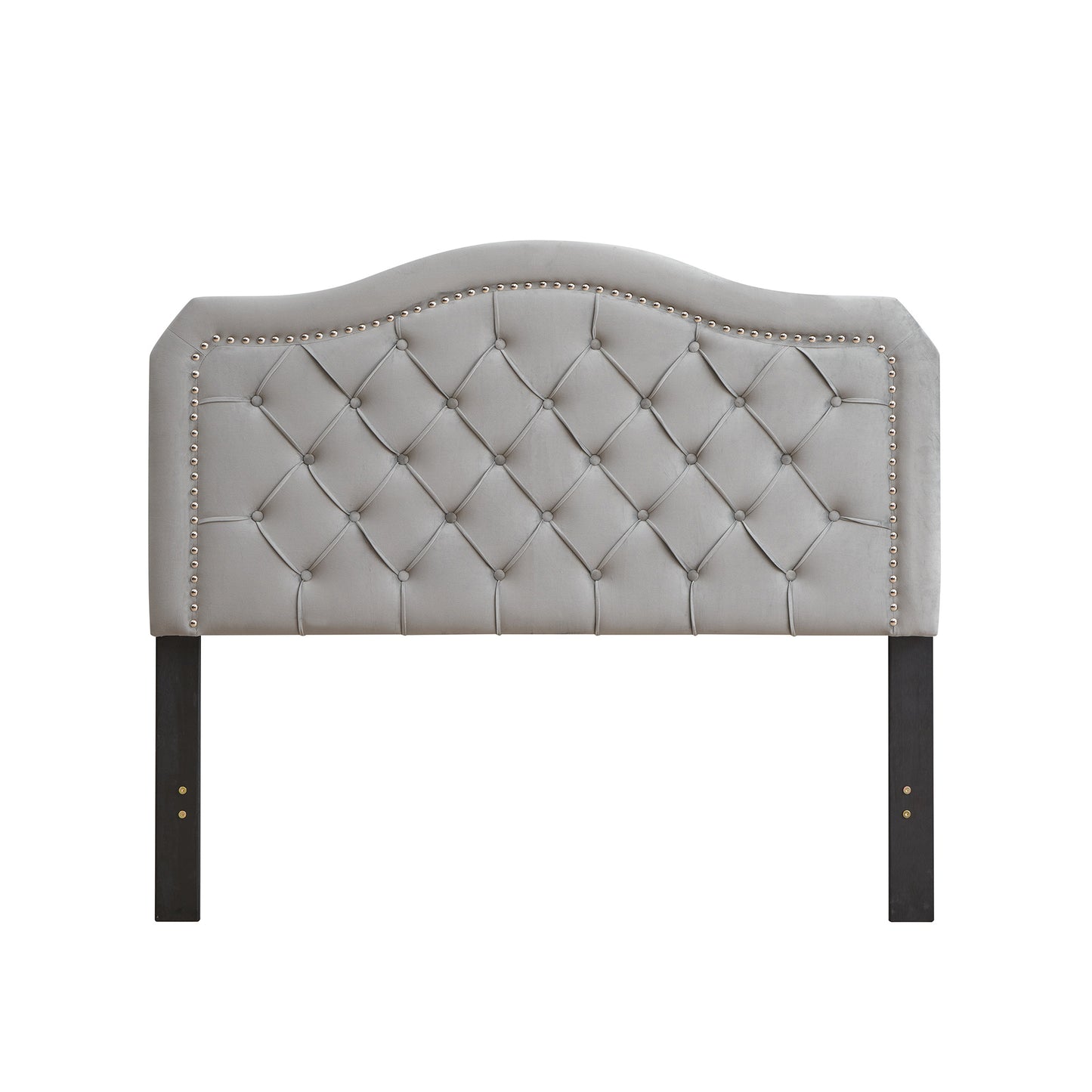 Upholstered Bed Button Tufted with Curve Design - Strong Wood Slat Support