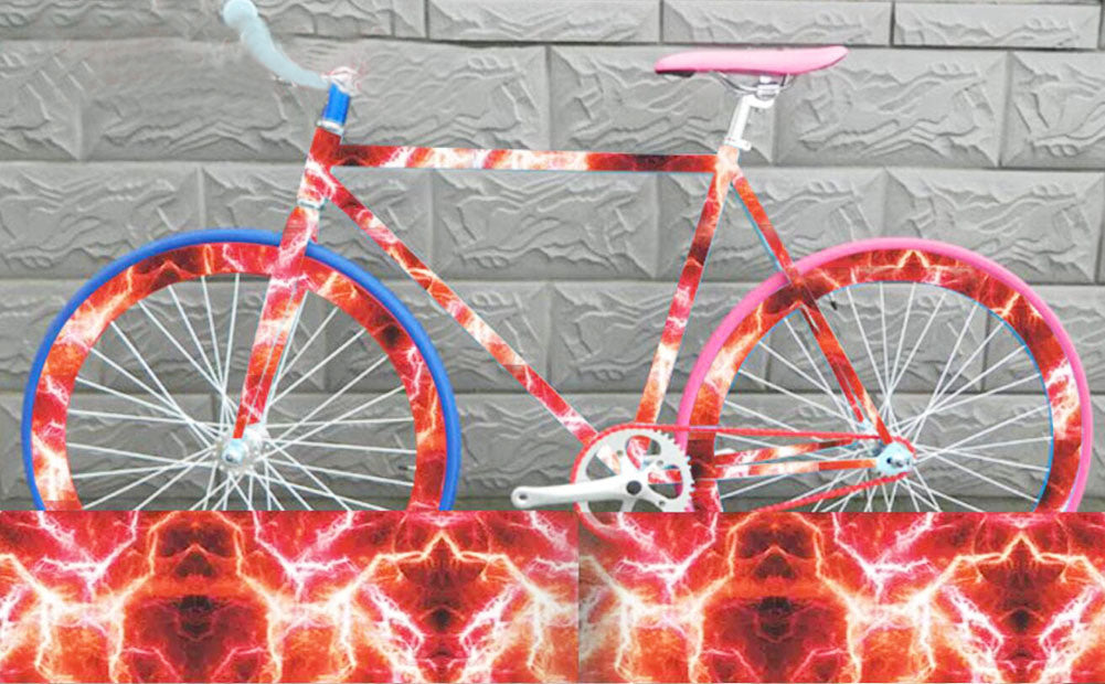 Bike Decorations Fixed Gear Bicycle Sticker For Bicycle Frame -Red Lightning