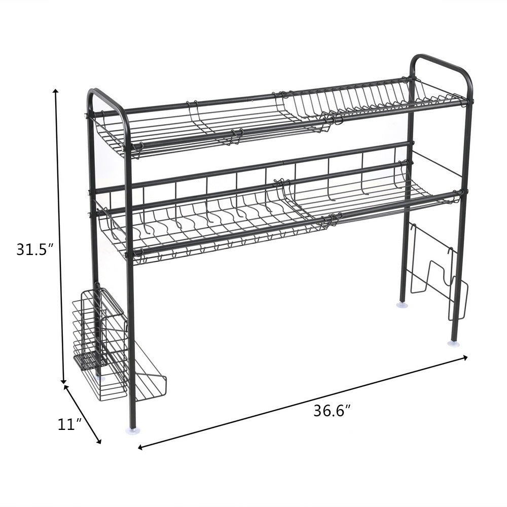 Over Sink Dish Rack, 2 Tier Stainless Steel Dish Rack