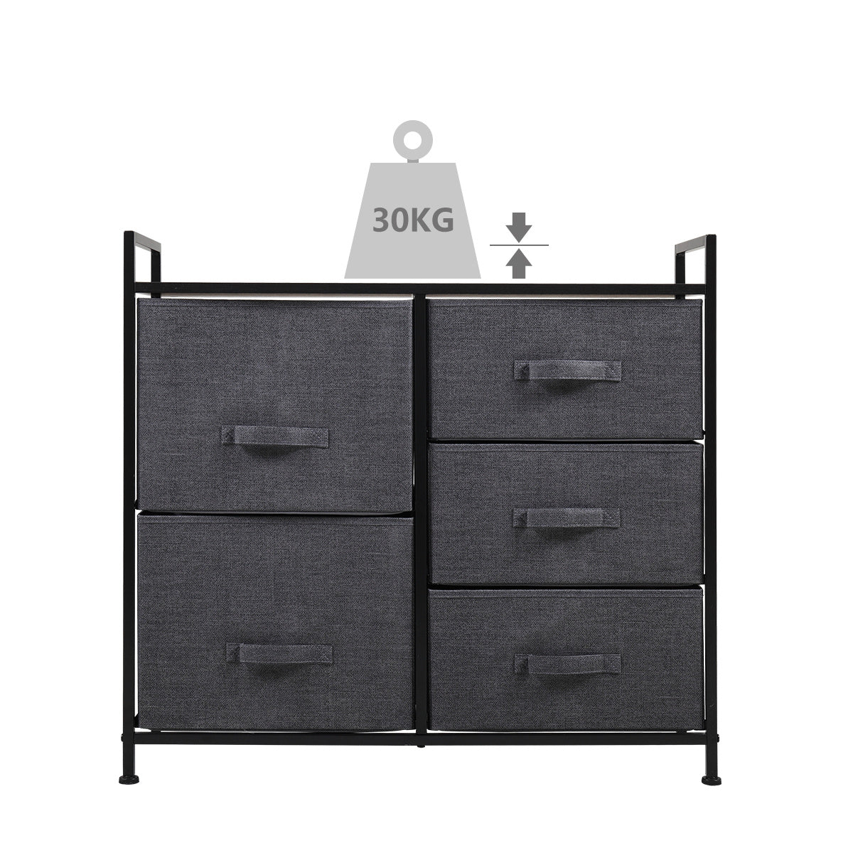 Non-Woven Drawer Rack With 5 Easy Pull Drawers Storage