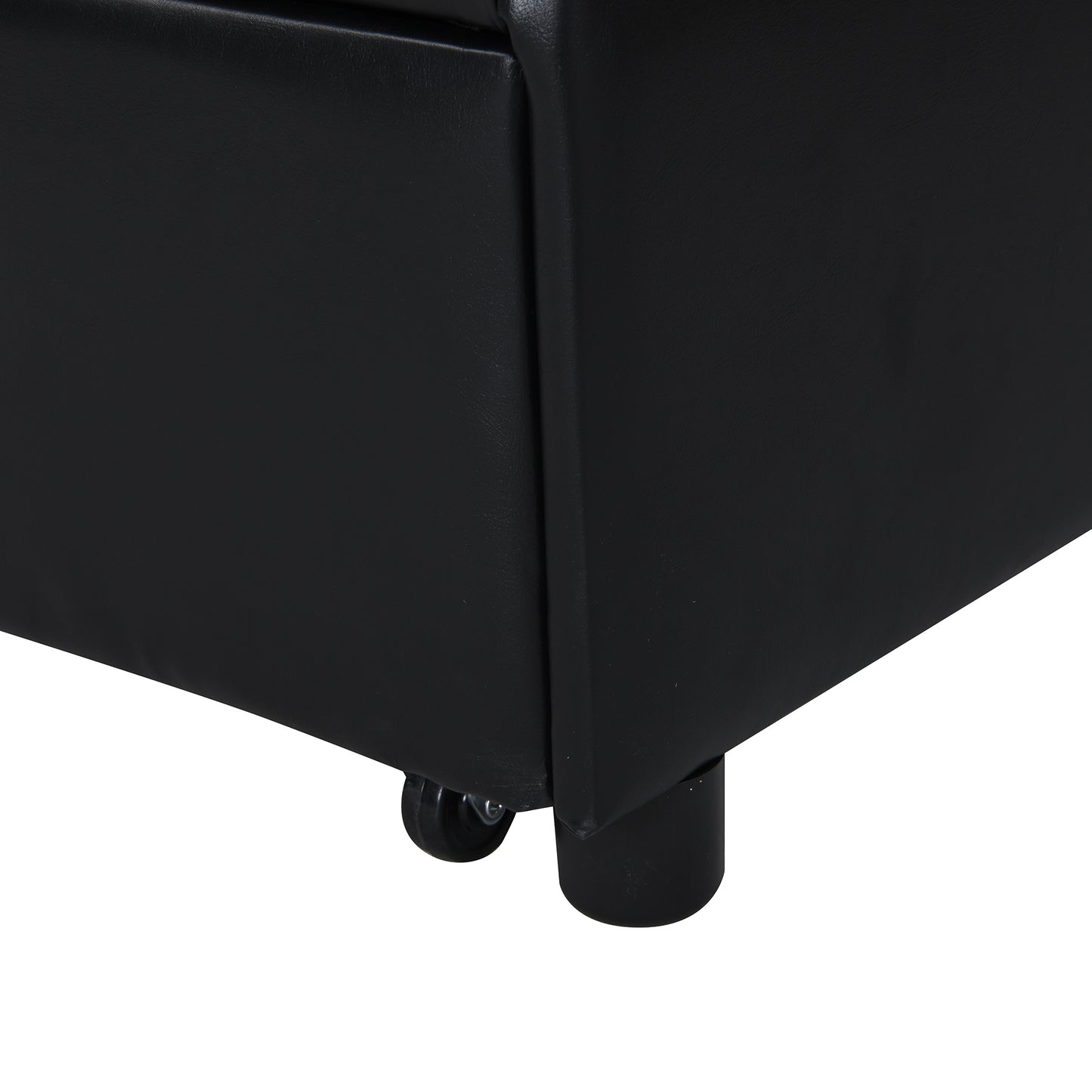 Contemporary Faux Leather Folding Ottoman Sofa Bed black