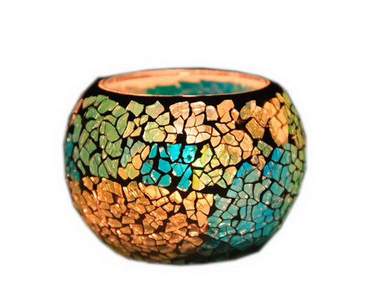 Vintage Glass Decorative Candle Holder Paisley Green Tea Light Holder