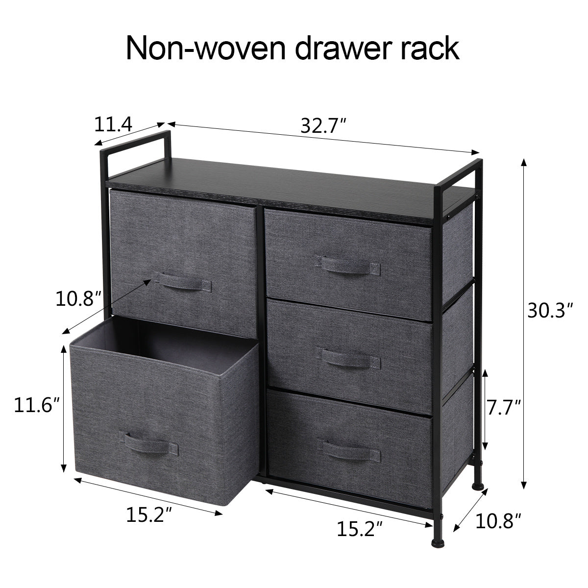 Non-Woven Drawer Rack With 5 Easy Pull Drawers Storage