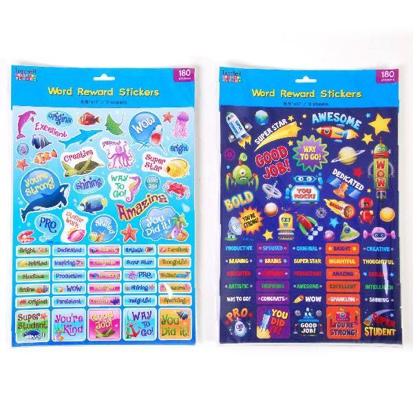 Word Reward Stickers with Uplifting Phrases