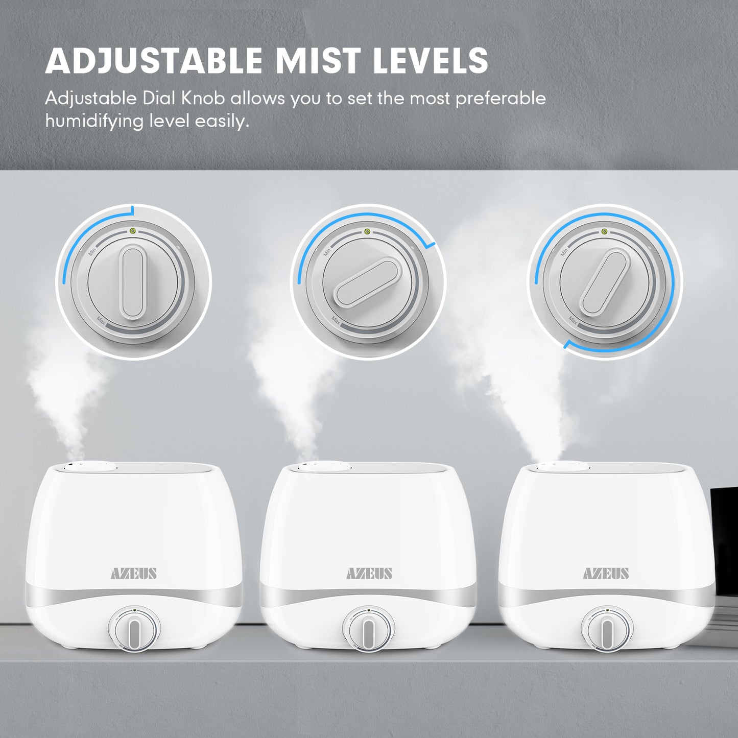 AZEUS 5L (1.32Gal) Ultrasonic Cool Mist Humidifier (BPA Free)