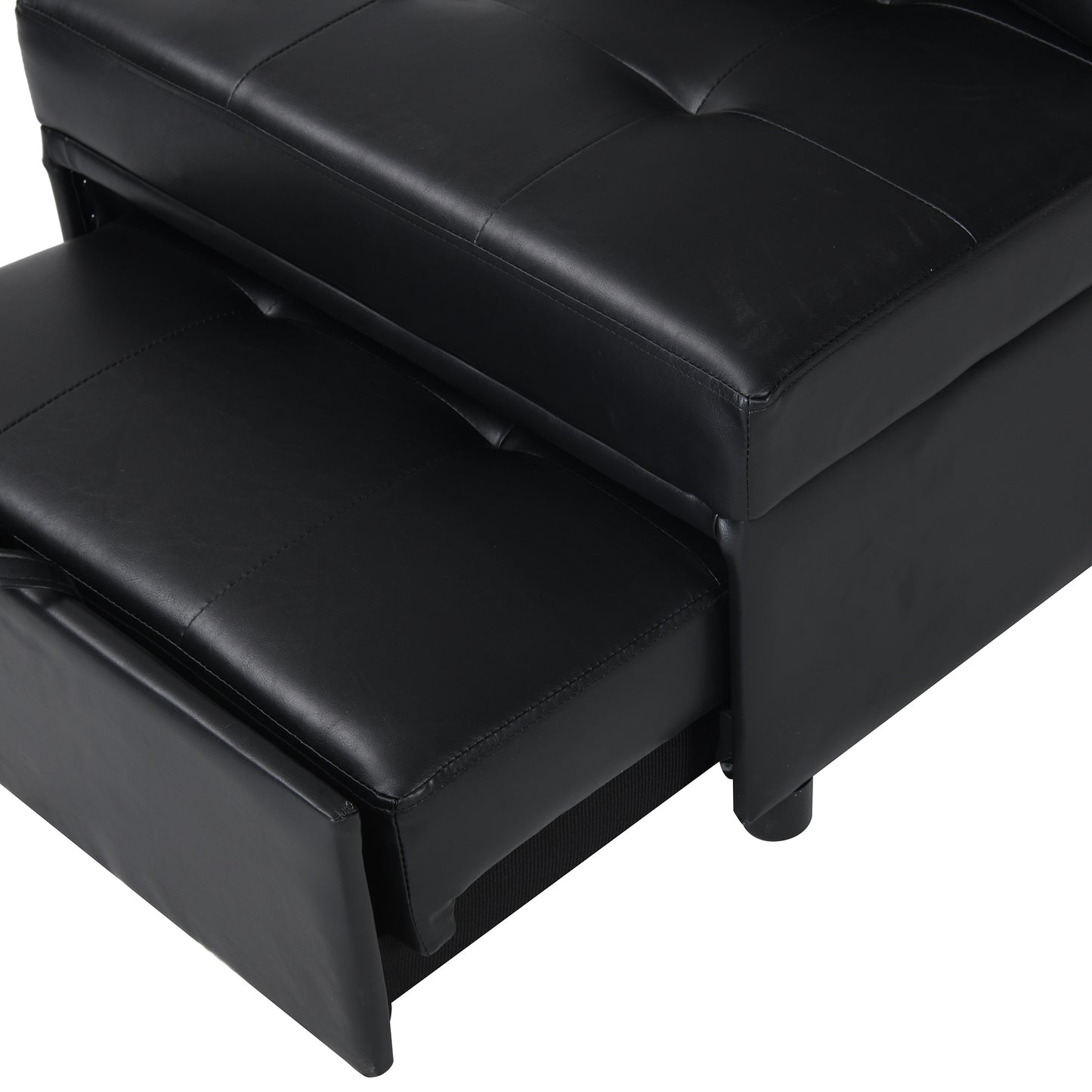 Contemporary Faux Leather Folding Ottoman Sofa Bed black