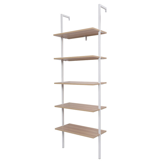 5-Shelf Wood Ladder Bookcase