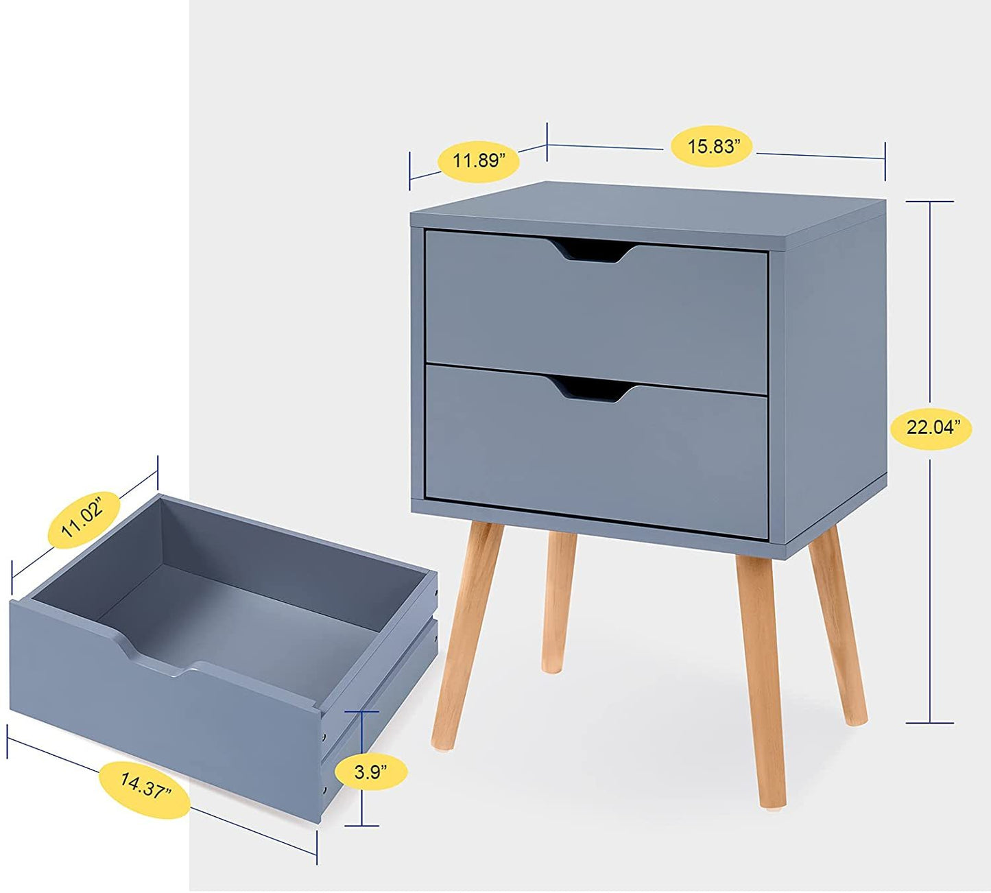 Modern Nightstand, End Table, Side Table with Storage Drawer