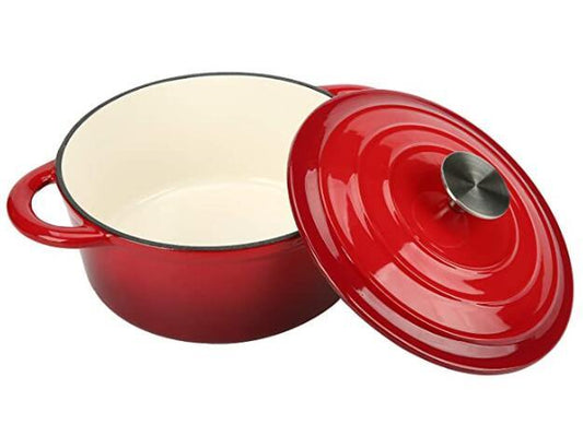 COOKWIN Enameled Cast Iron Dutch Oven with Self Basting Lid, Non-stick Enamel Coated Cookware Pot