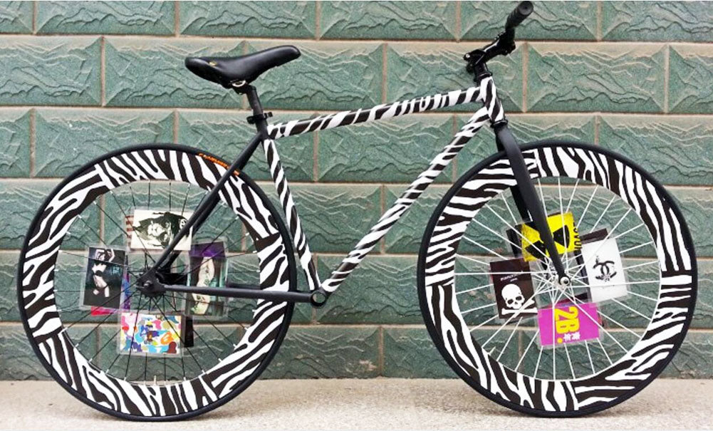 Cool Bike Decorations Fixed Gear Bicycle Sticker For Bicycle Frame - Zebra