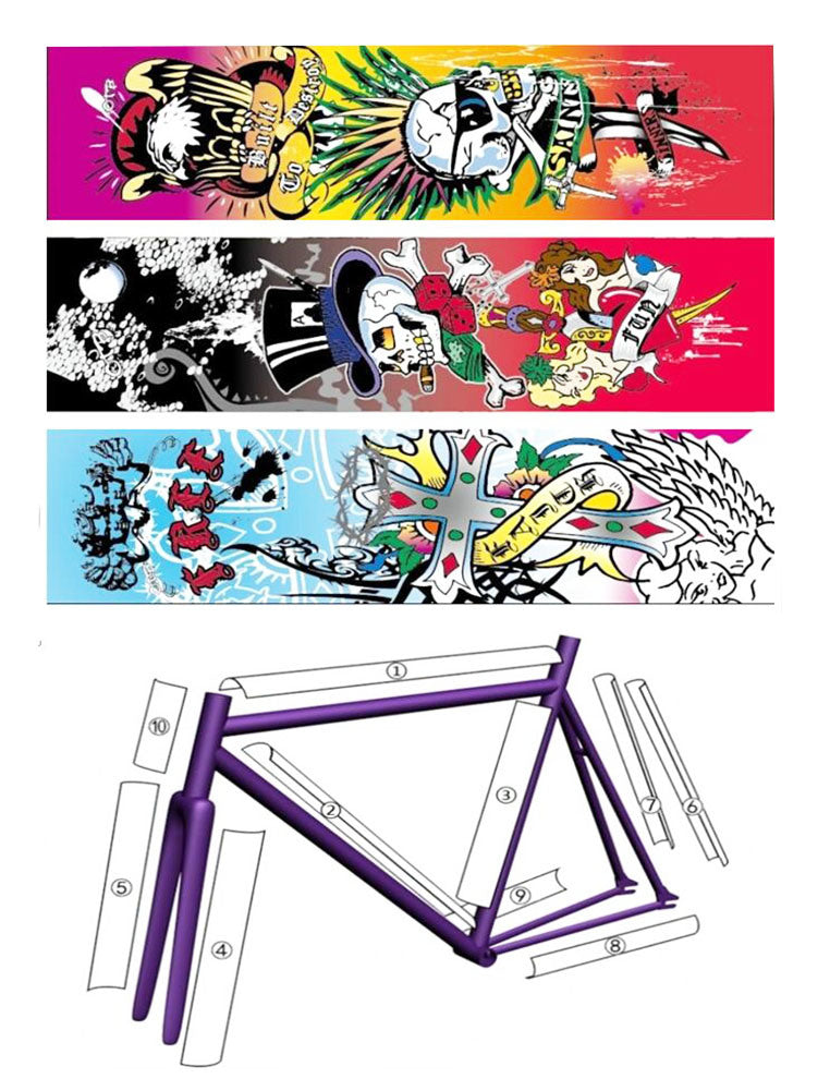 5 PCS Bicycle Sticker Bikes Decorations Fixed Gear  For Bicycle Frame