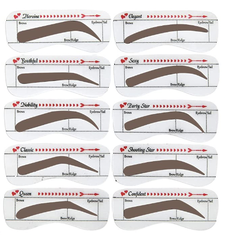 Eyebrow Drawing Stencil Kit, One-Step Vegan Eyebrow Stamp Premade for Women & Girls - Included Waterproof Eyebrow Stamp and 10 Reusable Shaping Kit for Perfect Eyebrow Makeup