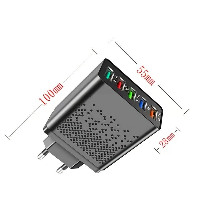 68W 5 Ports USB Charger Adapter Mobile Phone Fast Charging For Smart Phone For IPhone 13 12 Samsung Xiaomi Tablet Usb Chargeur QC 3.0