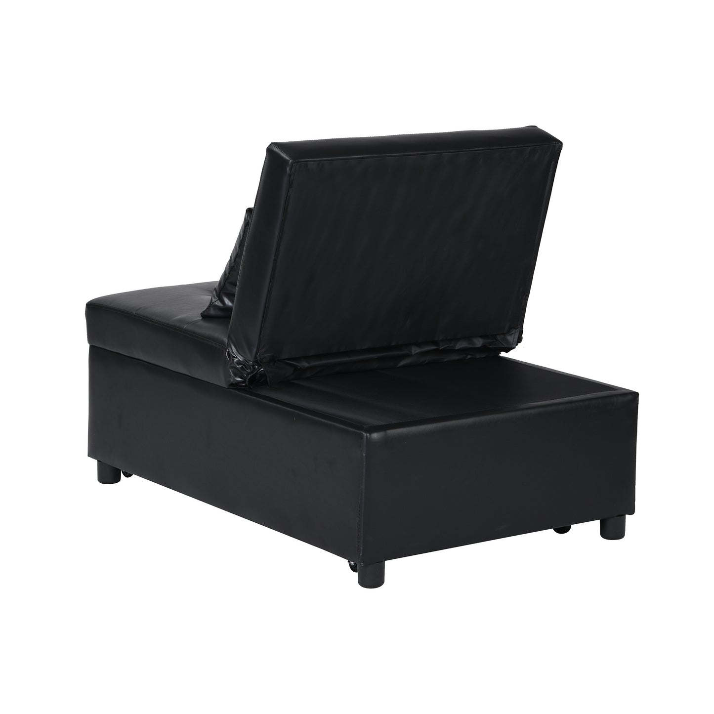 Contemporary Faux Leather Folding Ottoman Sofa Bed black