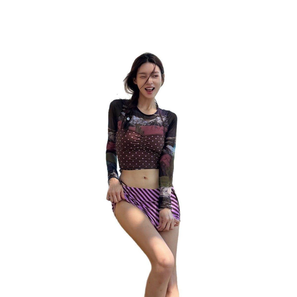 Elegant Thai-Style Three-Piece Bikini Set for Women