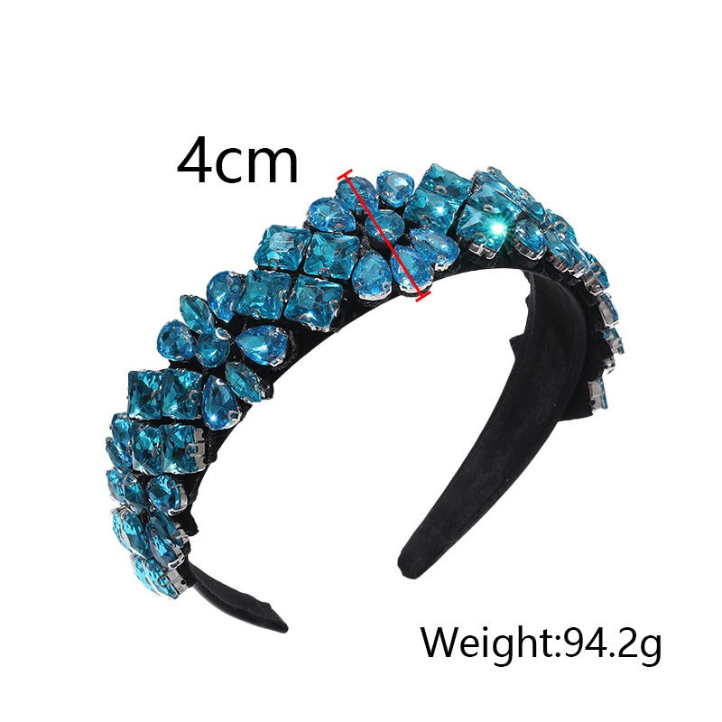 Baroque colored rhinestone headband with fashionable temperament and full diamond headwear