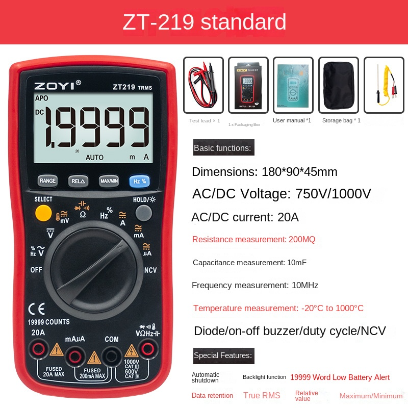 ZOYI ZT219/VC17B+/VC15B+ Digital Multimeter High Precision 4.5-Digit Multimeter Wholesale