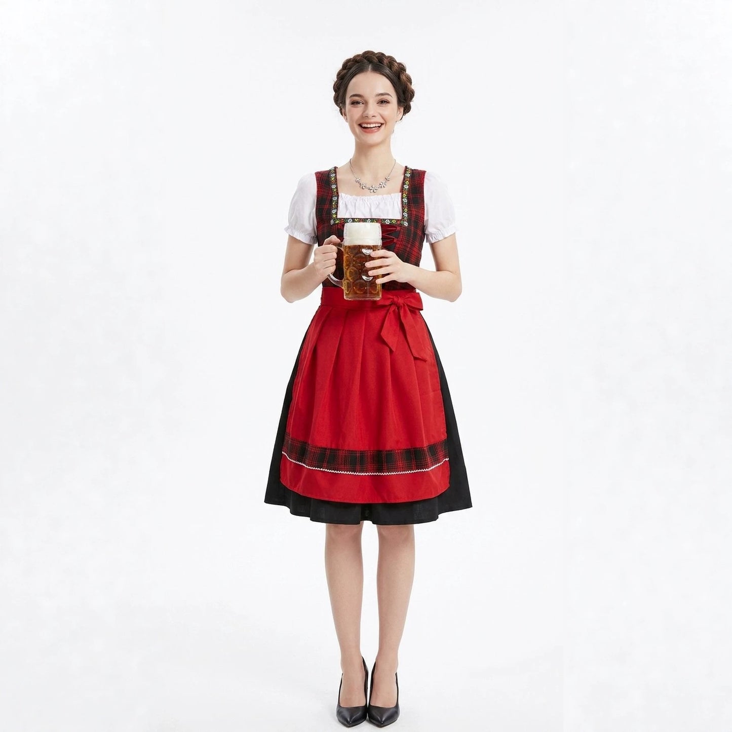 German Bavarian Traditional Dirndl Dress Beer Festival Maid Costume Cosplay Stage Performance Outfit
