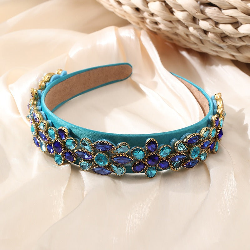 Heavy Industry Fashion Creative Hair Hoops Baroque Water Drill Bit Hoops Women's Wide Edge Hair Accessories