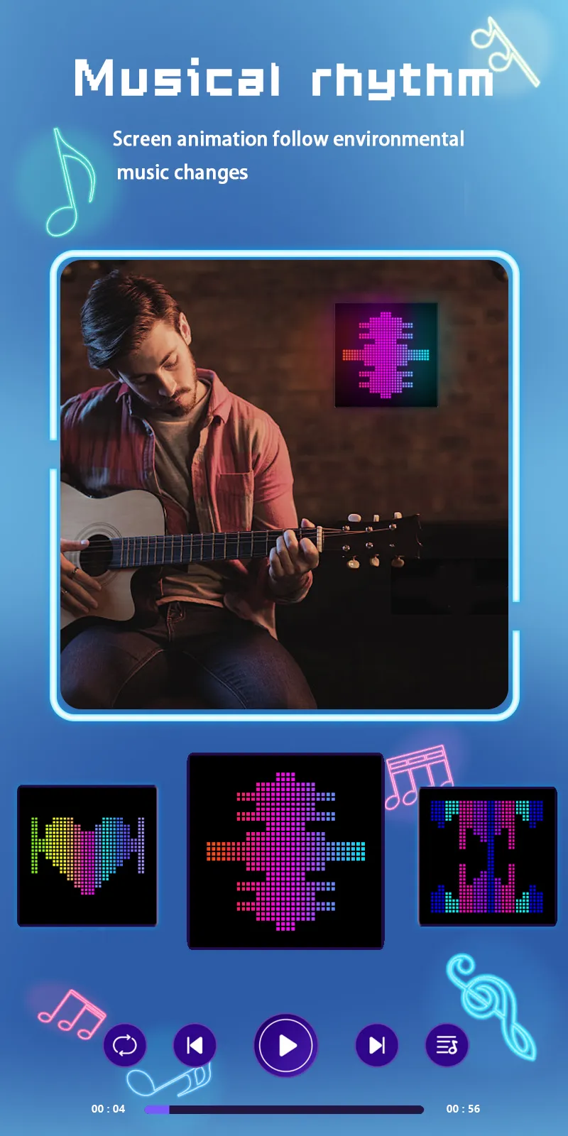 Pixel screen Bluetooth DIY point control screen alarm clock time screen wall-mounted LED pixel light full color dynamic smart DIy