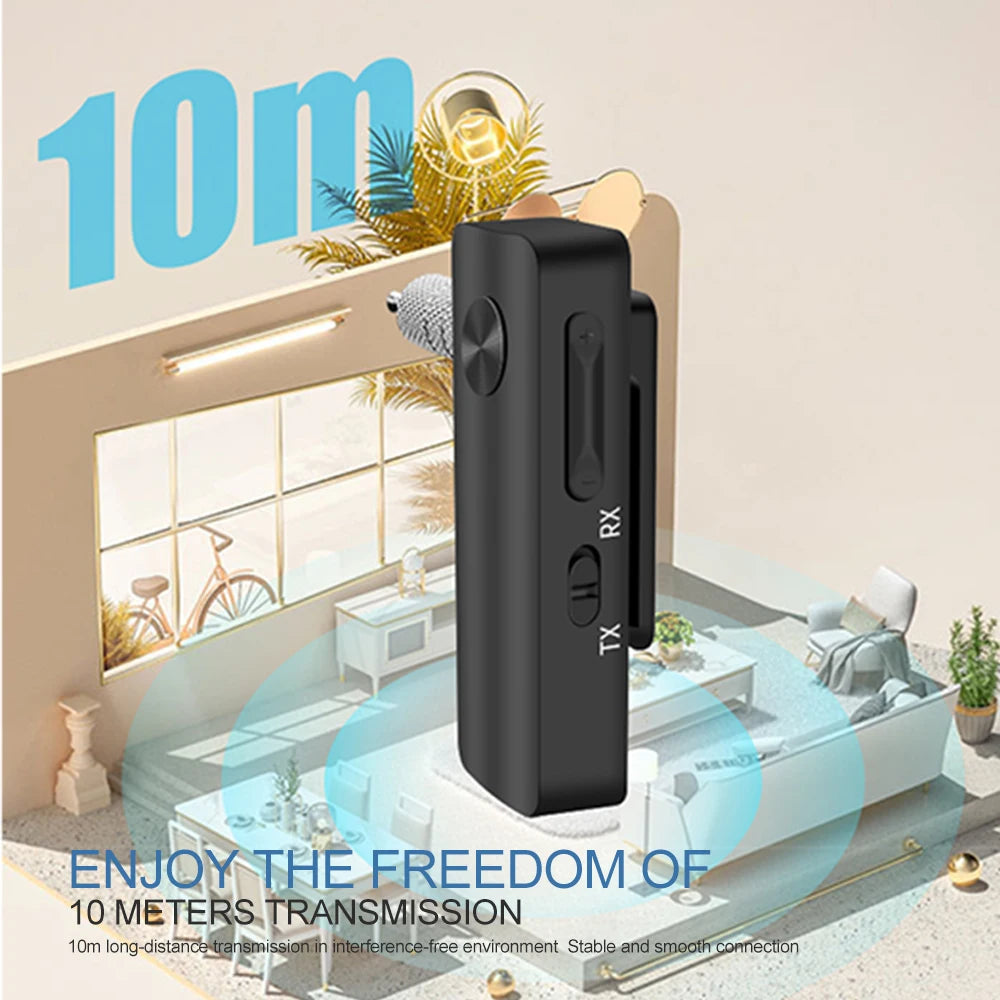 T66 AUX Bluetooth 5.0 Adapter Car Bluetooth Receiver Transmitter 2-in-1 Wireless Audio