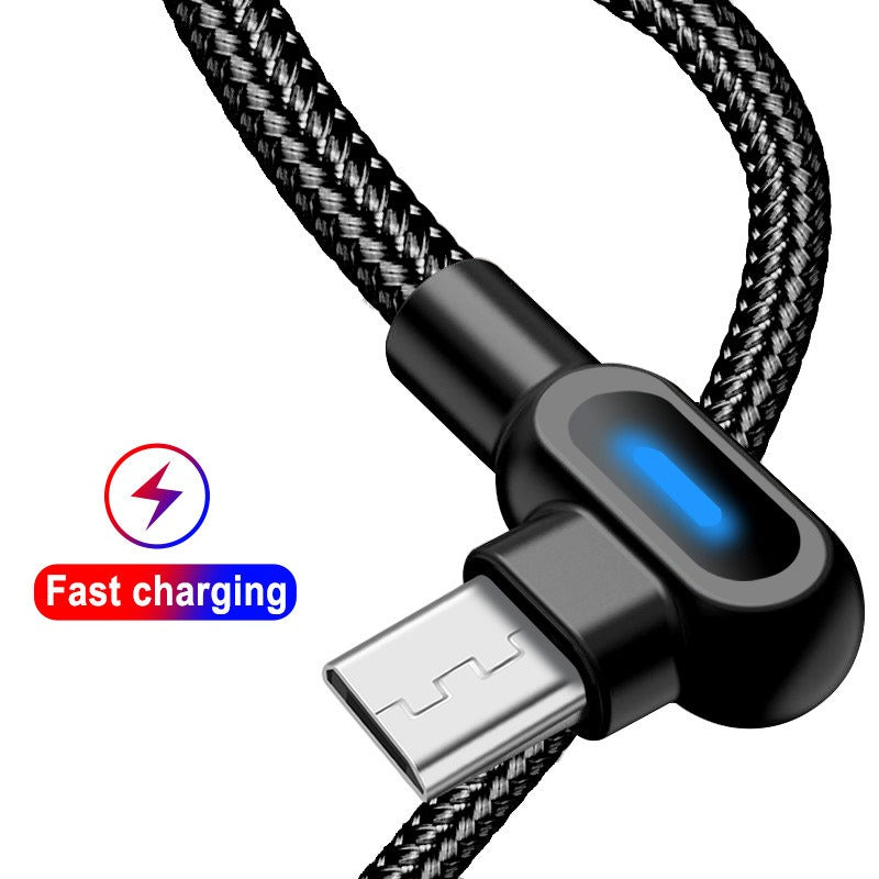 Double bend light mobile game data cable suitable for Android and Apple Type-C fast charging cable