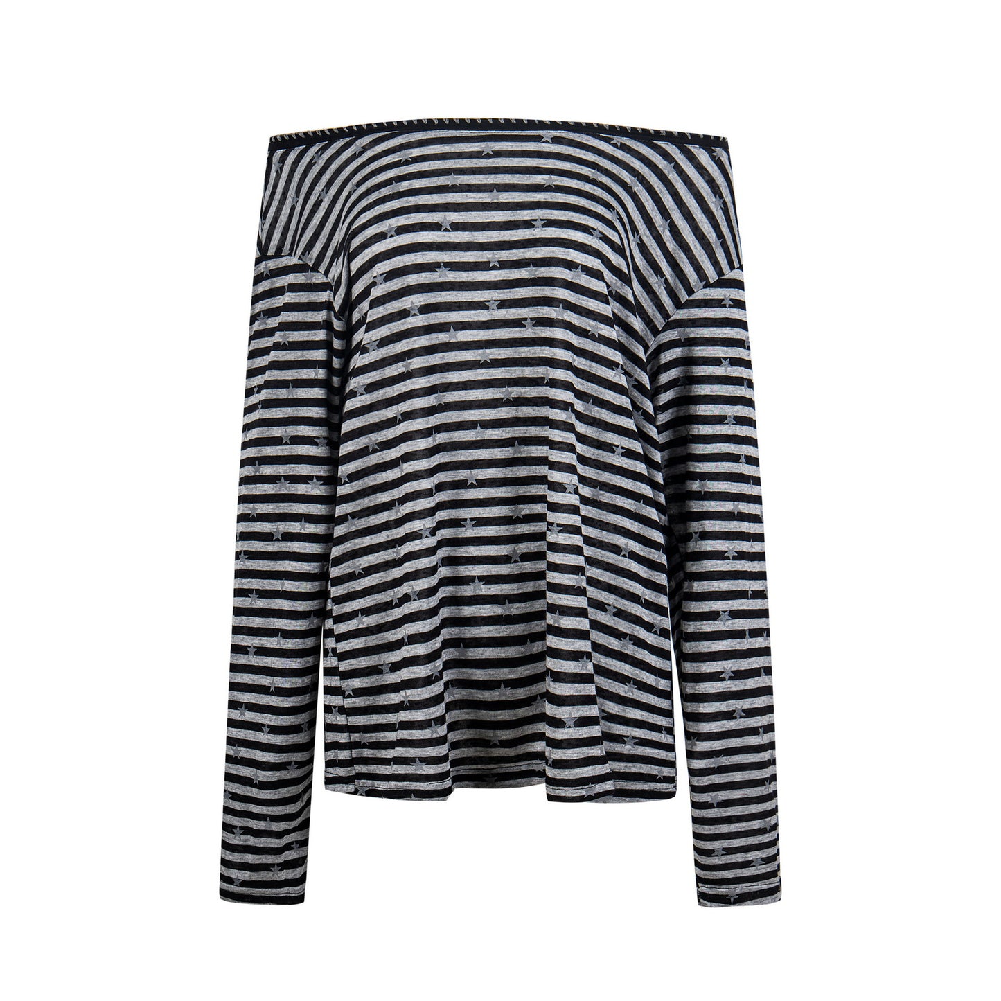 Color-Blocked Stripe Hoodie Loose Long Sleeve Top