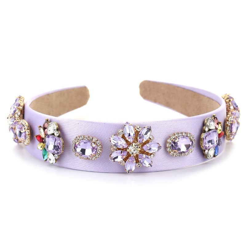 Tidal inlaid colored glass diamond ultra sparkling wide edge sponge face wash headband headwear
