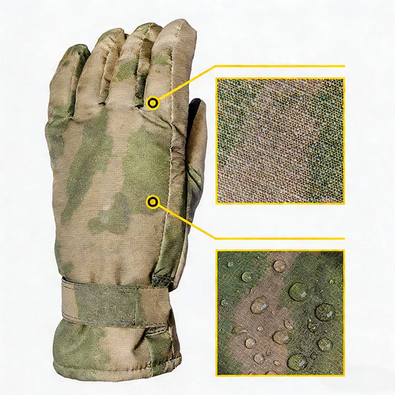 Russian military-issued VKBO 3.0 Ruins camouflage winter five-finger cold-proof gloves for tactical operations, thick version.