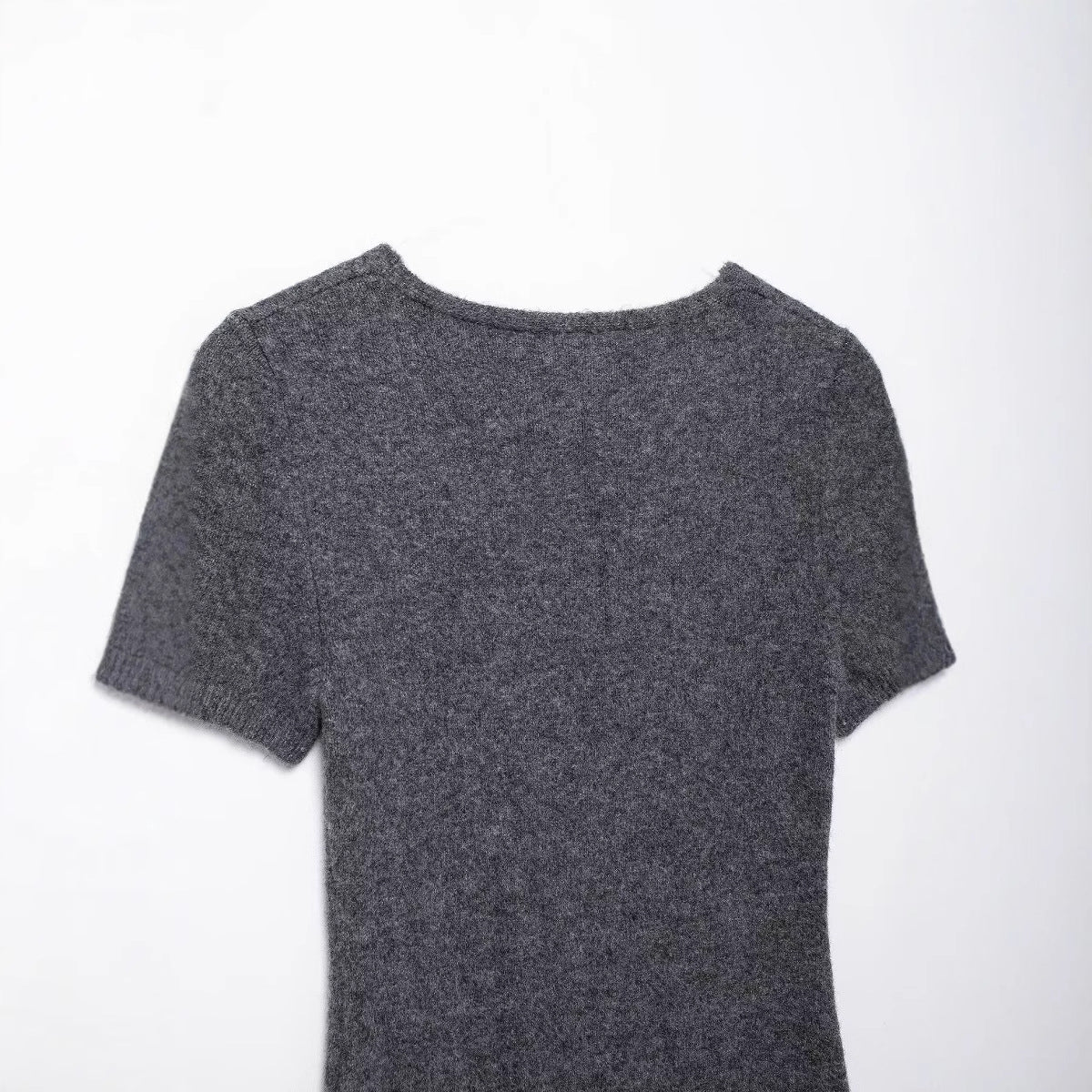 European and American winter new style low neck short sleeved gray knitted slim fit dress for women