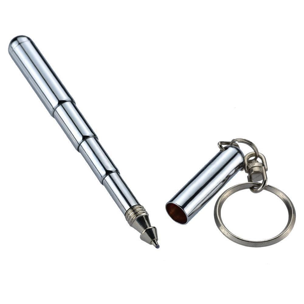 Portable Telescoping tool Pen Metal Key Ring Tool Creative Telescoping Stainless Steel Pen Keychain Ergonomic Ball Point Pen