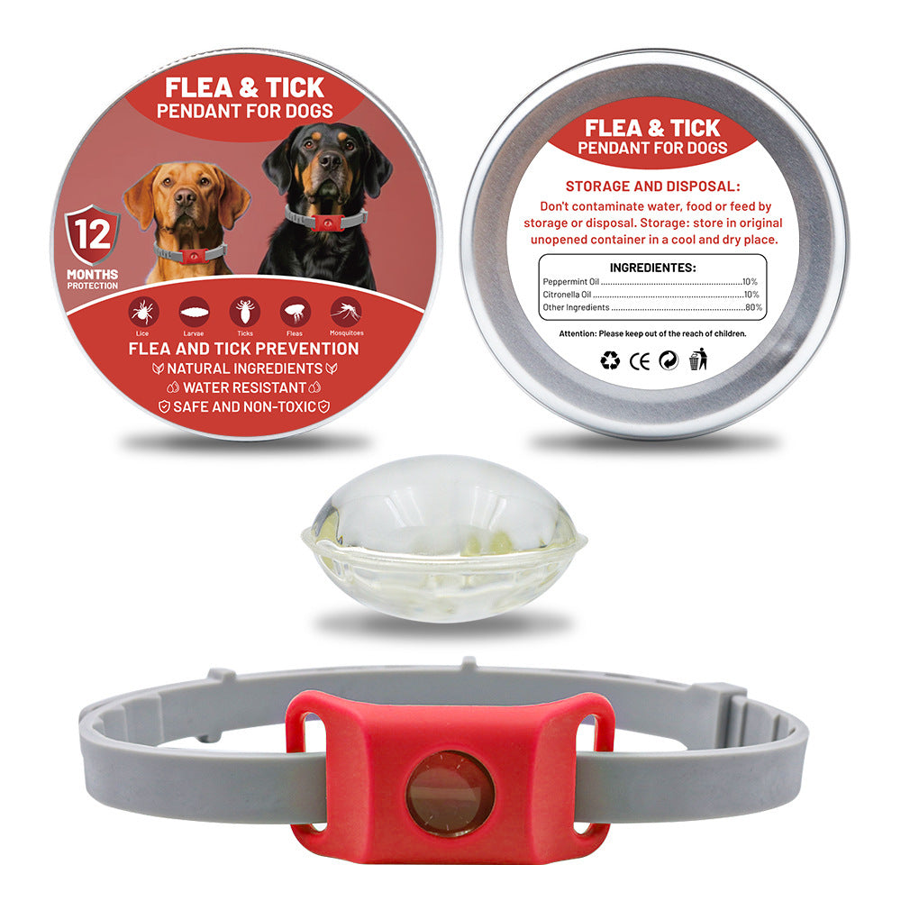 Pet Cat Dog Flea and Tick Prevention Silicone Collar with Insect Repellent Tag, Anti-Flea and Anti-Tick