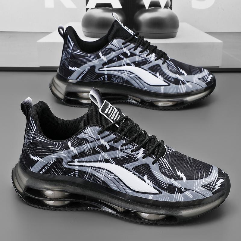 Men's Shoes Breathable Casual Running Height-Increasing Air Cushion Shock-Absorbing Leather Dad Sneakers