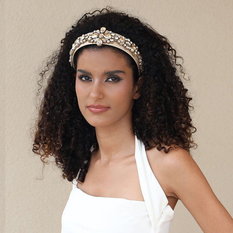 Fashion heavy industry Baroque wide edge rhinestone press headband headband