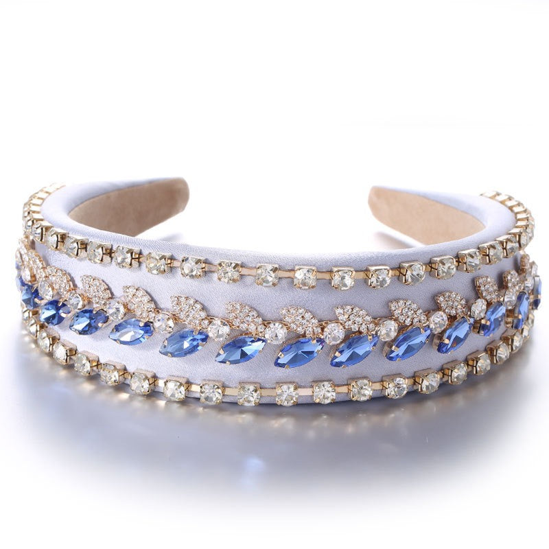 Wide edged colored glass diamond hairband